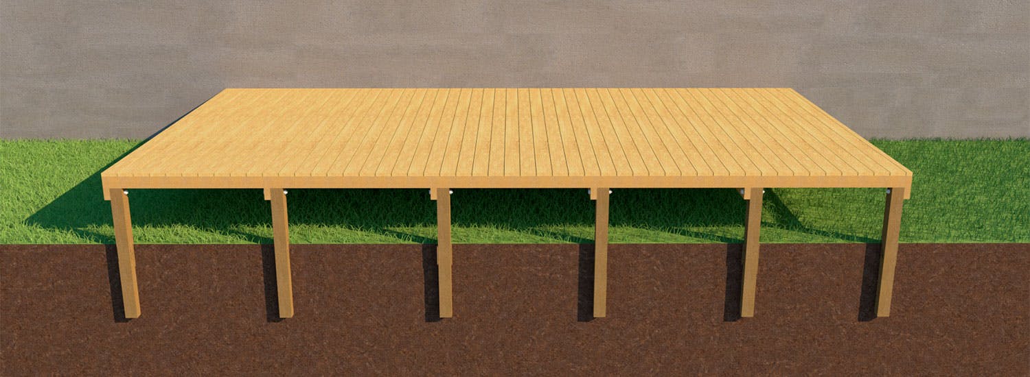 Trykimprægneret træ på nedgravede stolper